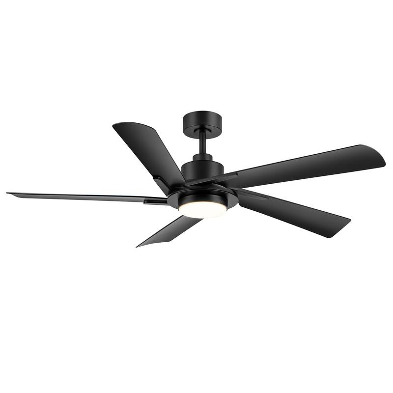 60" Modern Black ABS 5-Blade Propeller Ceiling Fan with Light and Remote