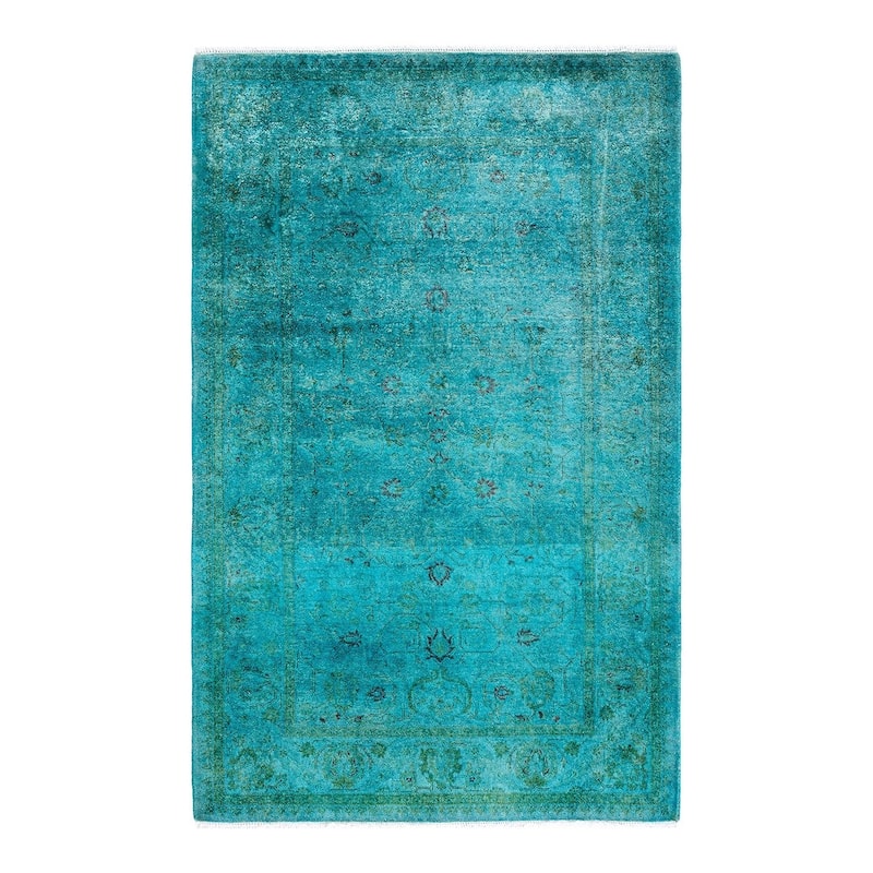 Contemporary Overdyed Wool Hand Knotted Area Rug - 3' 3" x 5' 0"