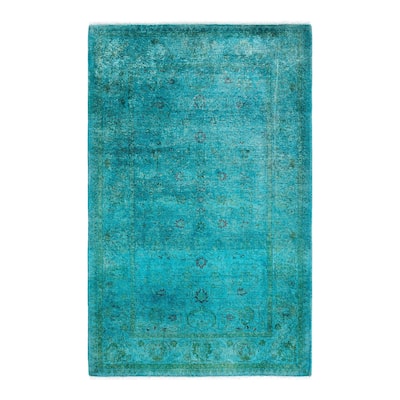 Contemporary Overdyed Wool Hand Knotted Area Rug - 3' 3" x 5' 0"