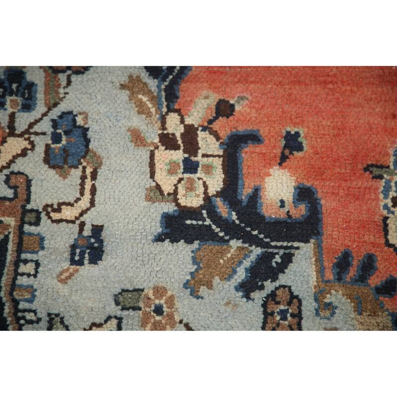 Hand Knotted Oriental 100% Wool Carpet Traditional Floral Coral Hamedan Area Rug - 13' 1'' X 10' 3''