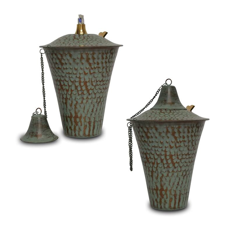 Kona Style Tabletop Tiki Torch - Hammered Patina - 2 Pack