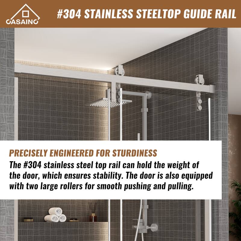 60.6 in. W x 76 in. H Framed Shower Door with Tempered Glass