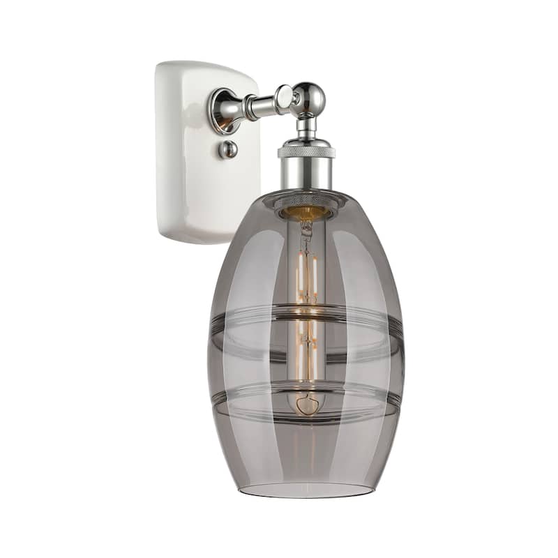 Innovations Lighting 516-1W-10-6 Vaz Sconce Vaz 10" Tall Wall Sconce - White Polished Chrome / Light Smoke