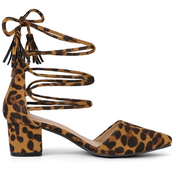 leopard lace up heels