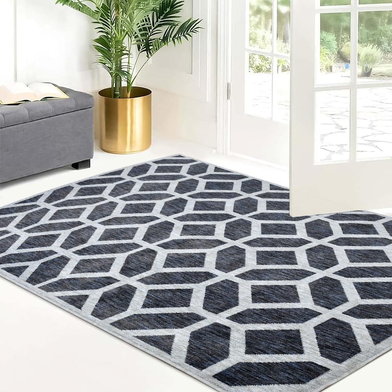 Homeward Collection Area Rug Oriental Rug for Living Room - Anthracite&Gray - 5' x 7'