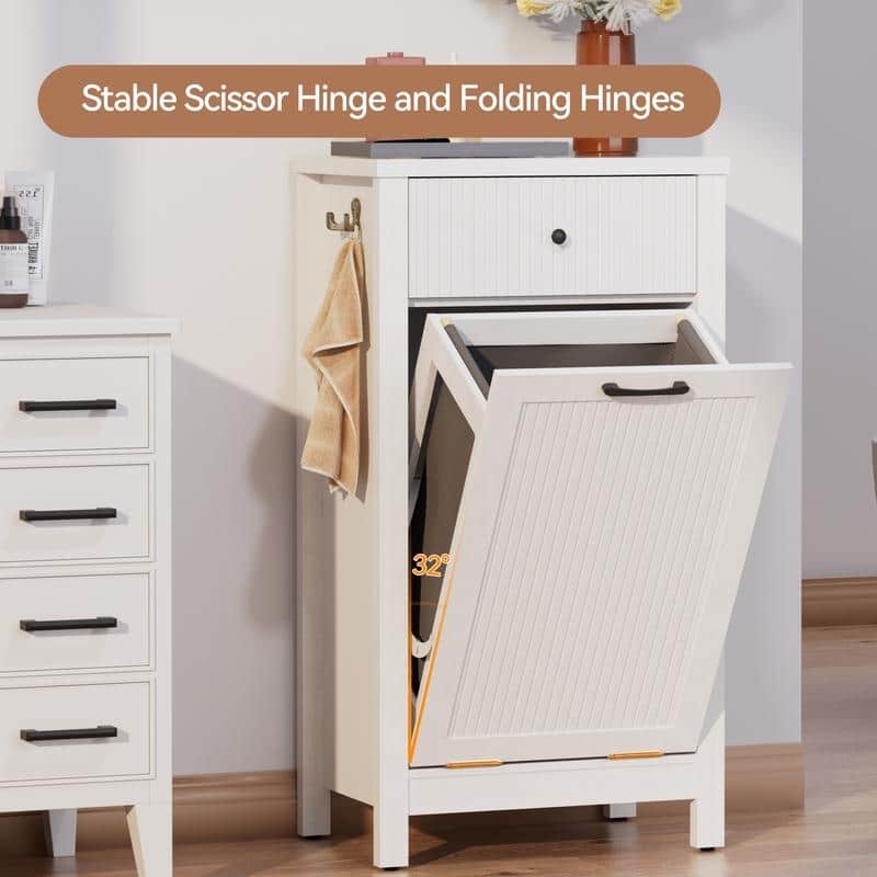 White 10 Gallon Tilt Out Trash Cabinet with Drawers