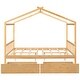 preview thumbnail 8 of 22, Natural Wood Full Size House Bed with Storage Drawers and Headboard for Kids