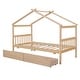 preview thumbnail 11 of 41, Twin Size Wooden House Bed with Drawers