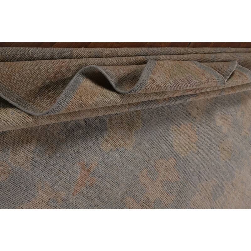 Blue Oushak Turkish Area Rug Handmade Vegetable Dye Wool Carpet - 7'10"x 10'0"