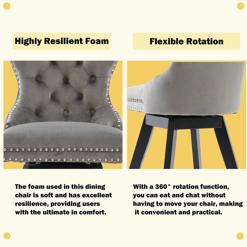 Velvet Wing-Back Tufted Nailhead Upholstered Bar Stools (Set of 2)