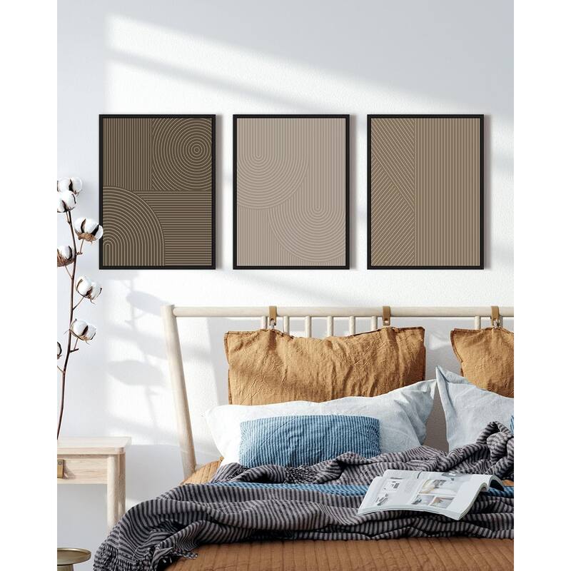 Wall Art Modern Boho Neutral Line Wall Decor Geometric Artwork