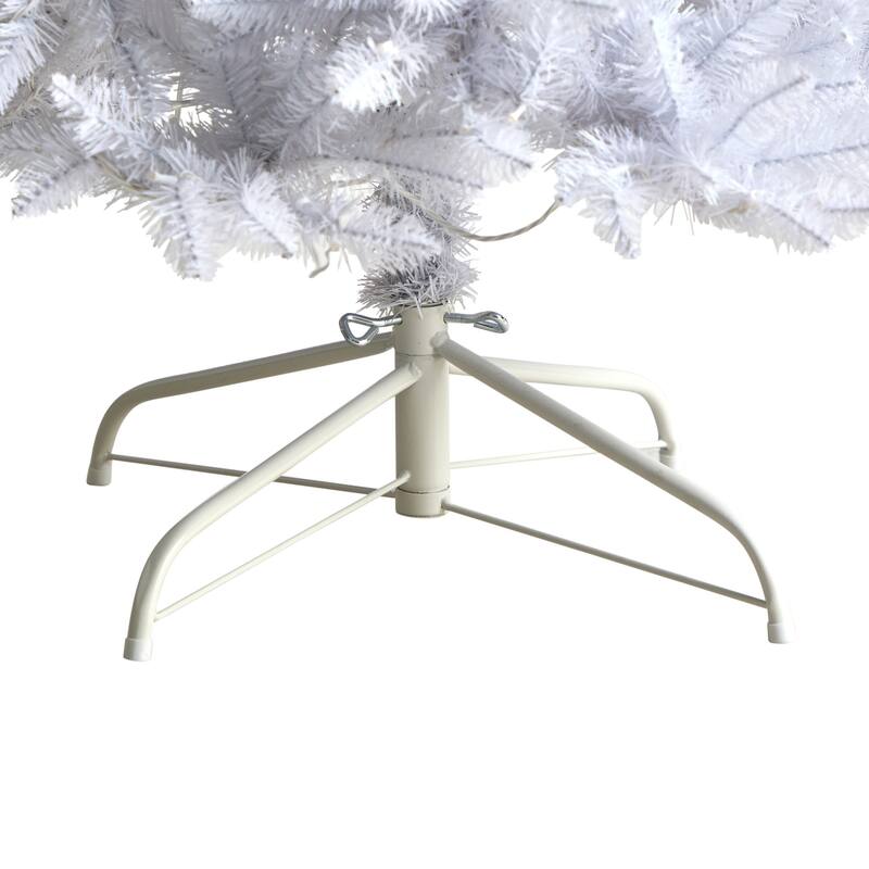 8ft. Slim White Artificial Christmas Tree with 400 Warm White LED Lights & 1348 Branches - Modern Holiday X-Mas Glow