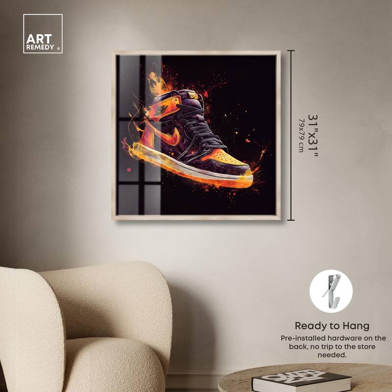 Jumpman on Fire II Shadowbox by Art Remedy