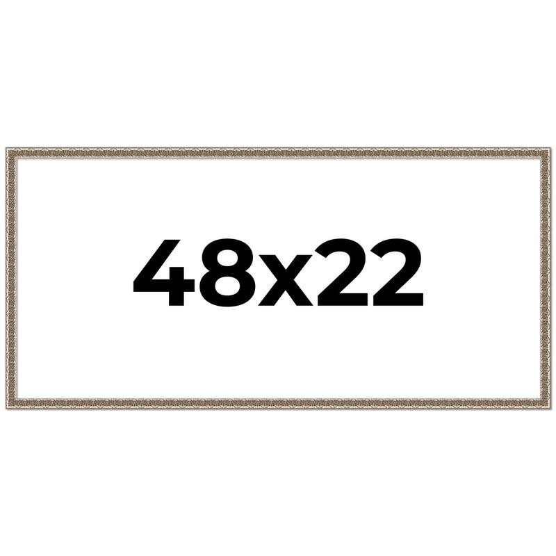 48x22 Frame Silver Versailles Ornate Solid Wood Picture Frame | 1 Inch