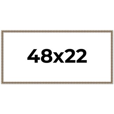 48x22 Frame Silver Versailles Ornate Solid Wood Picture Frame | 1 Inch