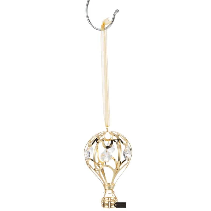 24k Gold Plated Mini Hot Air Balloon Ornament Made with Genuine Matashi Crystals