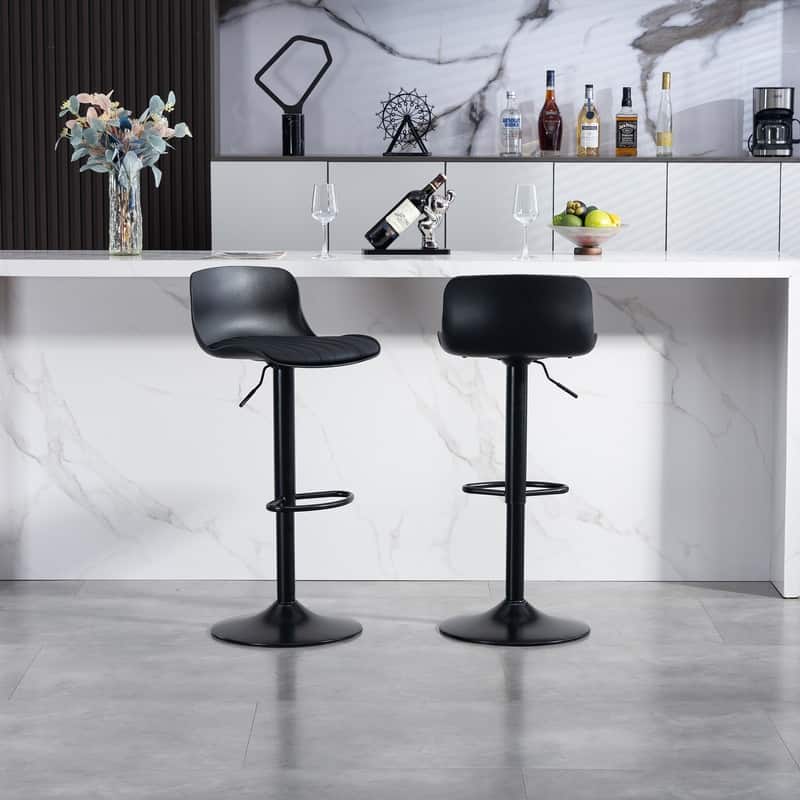 Adjustable Swivel Bar Stools Set of 2 - Modern Counter Height Kitchen Island Chairs with Back Support