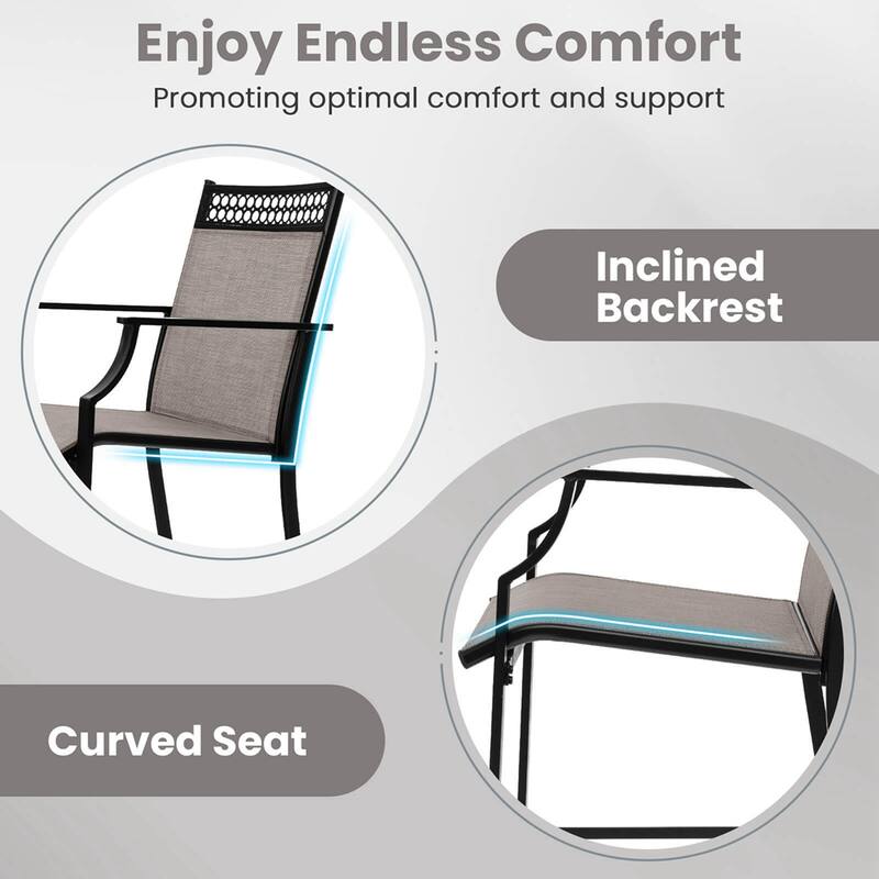 Costway Outdoor Counter Stools Set of 2 with Footrest & Armrests Metal - See Details