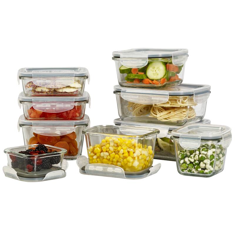 Mason Craft & More 18PC Glass Food Storage Set with Flad Lids & Gray Gaskets