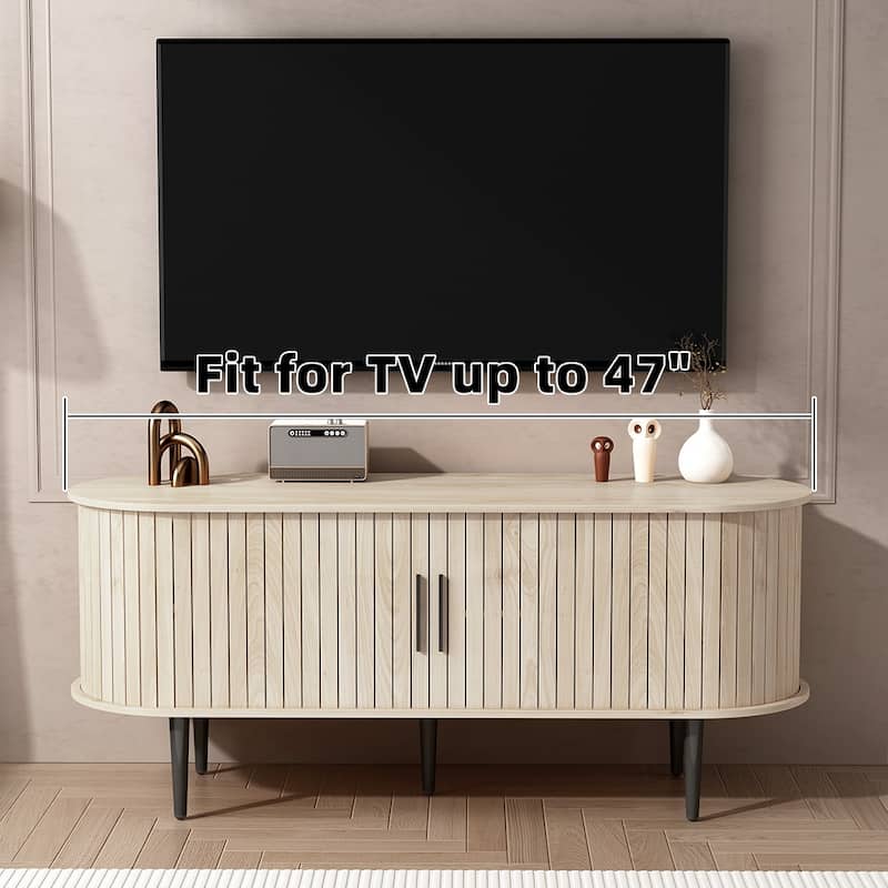 TV Stand, 47" Modern TV Console Table with Storage Compartment and Sliding Door, Gaming Entertainment Center with Cabinet