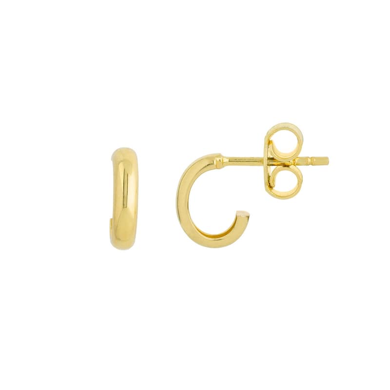 Curata 14k Yellow Gold 9x2mm Baby J Hoop Earrings -