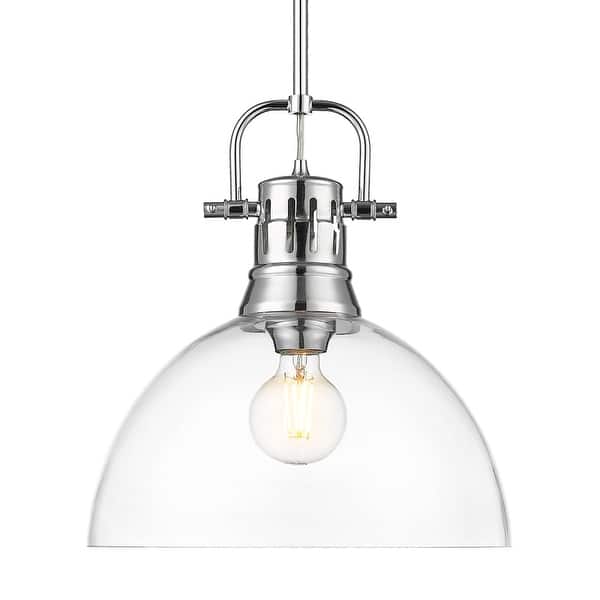 slide 2 of 2, Yep by Golden Lighting Duncan 1-light 14in rod hung Pendant in Chrome and Clear Glass