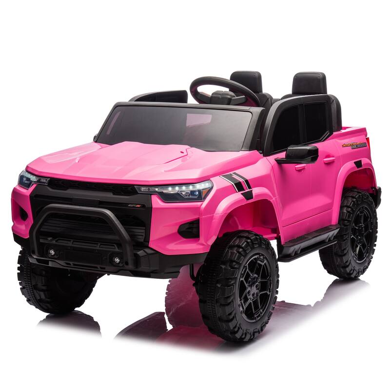 Remote Control Pickup Truck with Trunk Storage, Electric Pickup Truck for Kids with USB, Ride on Car with Bluetooth, Rose Red