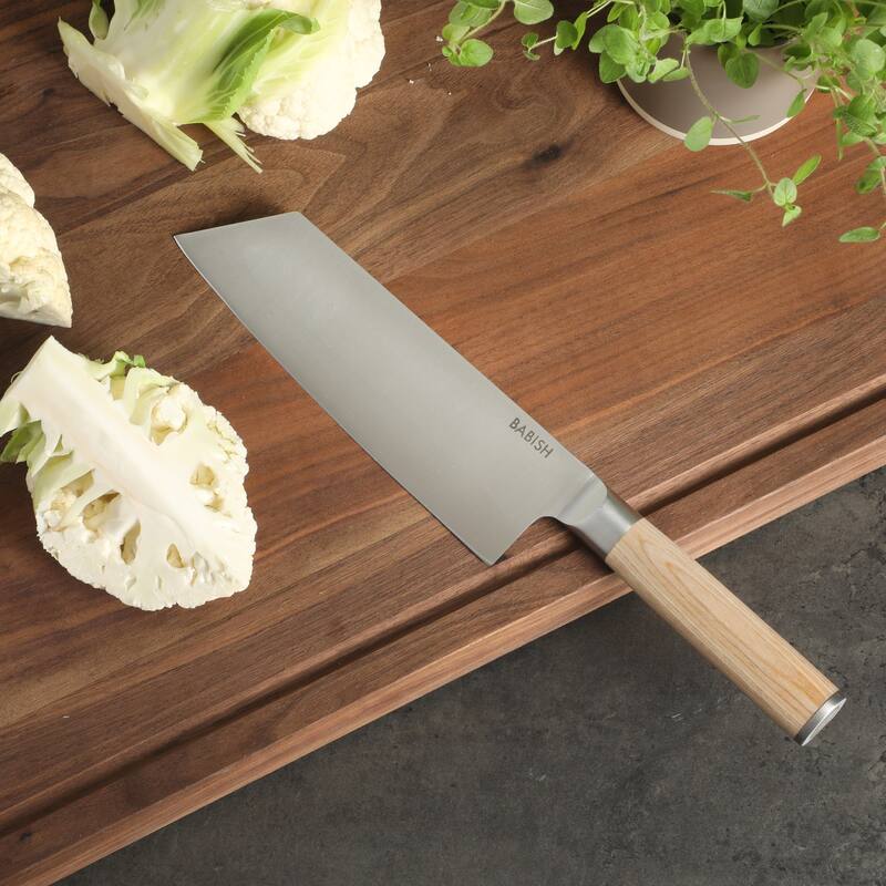 Babish High Carbon 1.4116 German Steel Full Tang 7.5-Inch Clef Knife Chef & Cleaver Hybrid for Chopping, Slicing & Prep