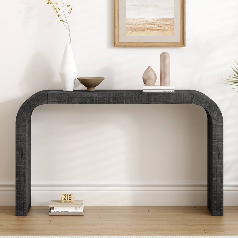52" Wood Console Table with Curved Edge