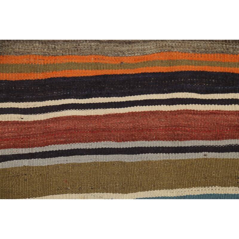 Striped Kilim Qashqai Persian Vintage Area Rug Flatweave Wool Carpet - 5'0"x 9'10"