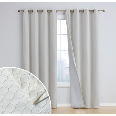 HLC.me Sienna Pattern 100% Complete Blackout Thermal Insulated Double Layer Window Curtain Grommet Panels, Set of 2