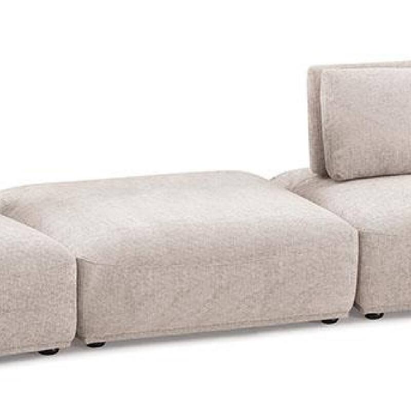 Stavan Modular 2 Seat Sofa, Square Ottoman Light Brown Boucle 114 Inch