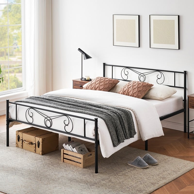 Double curved flower simple iron bed