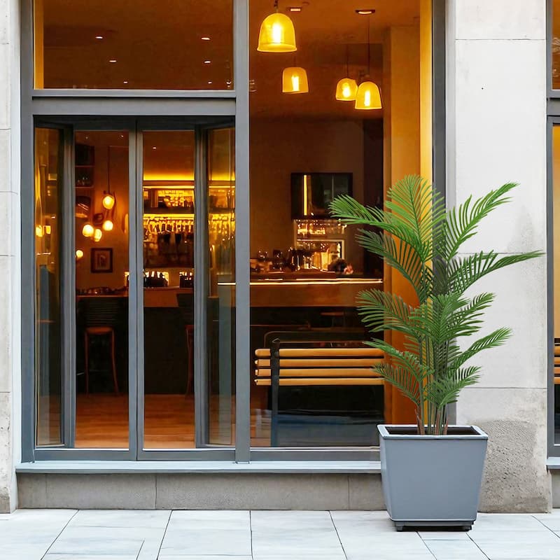 Artificial Areca Palm Plant, 5.2ft Tall Faux Tropical Dypsis Lutescens Tree in Pot, 2pcs/set