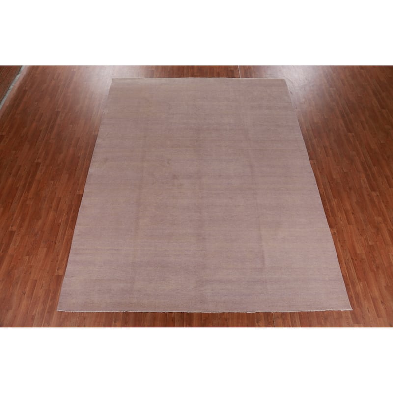 Lavender Striped Gabbeh Persian Area Rug Hand-Knotted Wool Carpet - 9'4" x 11'11"