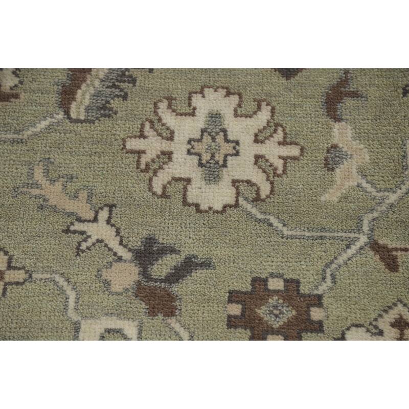 Green Floral Oushak Indian Area Rug Handmade Wool Carpet - 8'2" x 9'8"