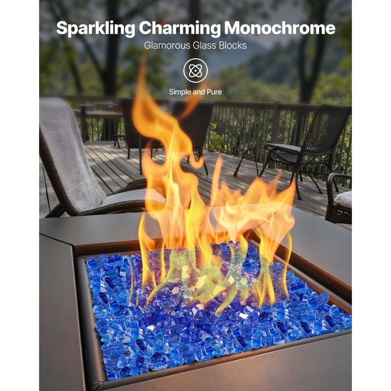 Cobalt Blue Tempered Fire Glass 1/2 Inch Reflective Crushed Rocks - 1/2 inch