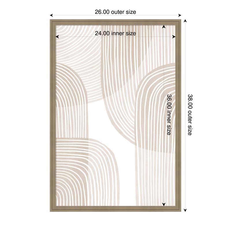 Amanti Art Framed Fabric Pinboard Abstract Beige Line Art by Melloi Art Prints Printed Bulletin Board - Board Size 24 x 36