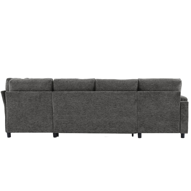 Roomfitters U-Shaped Sectional Sleeper Sofa with Storage, USB Ports and Cup Holders, Convertible Bed for Living Room