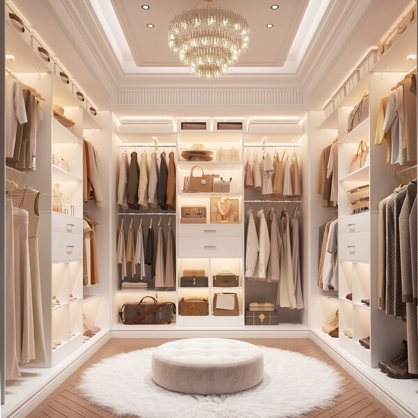 Closet Organizer with Wooden Drawers & Cube, 5FT Adjustable Closet