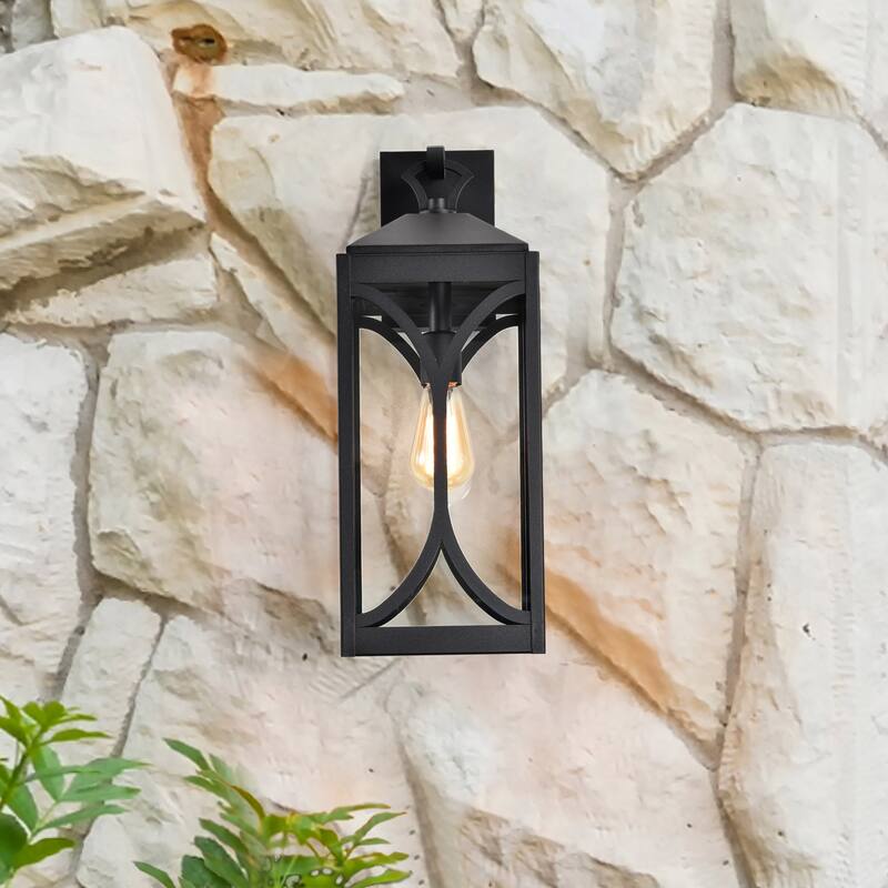 Oaklyn 1 Light Large Wall Lantern Matte Black with Clear Glass