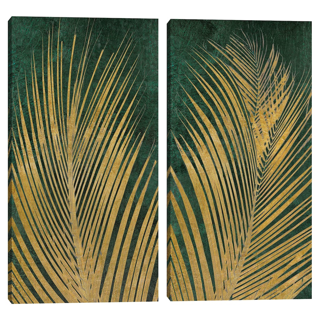 Golden Palm I & II by Natalie Carpentieri Set of 2 Canvas Art Prints