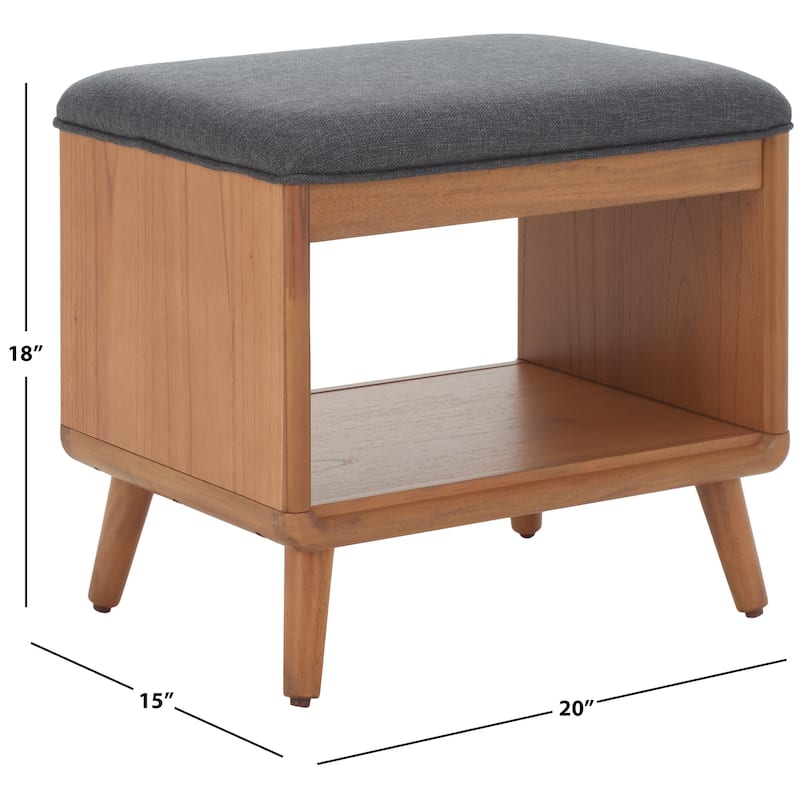SAFAVIEH Marilla Open Shelf Bench with Cushion - 20" W x 15" D x 18" H - 20Wx15Dx18H