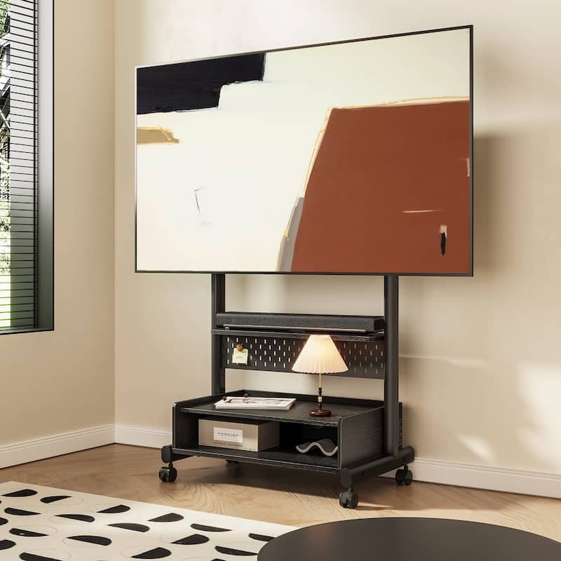FITUEYES Rolling Floor TV Stand Mount for 40-85 Inch TVs - Black