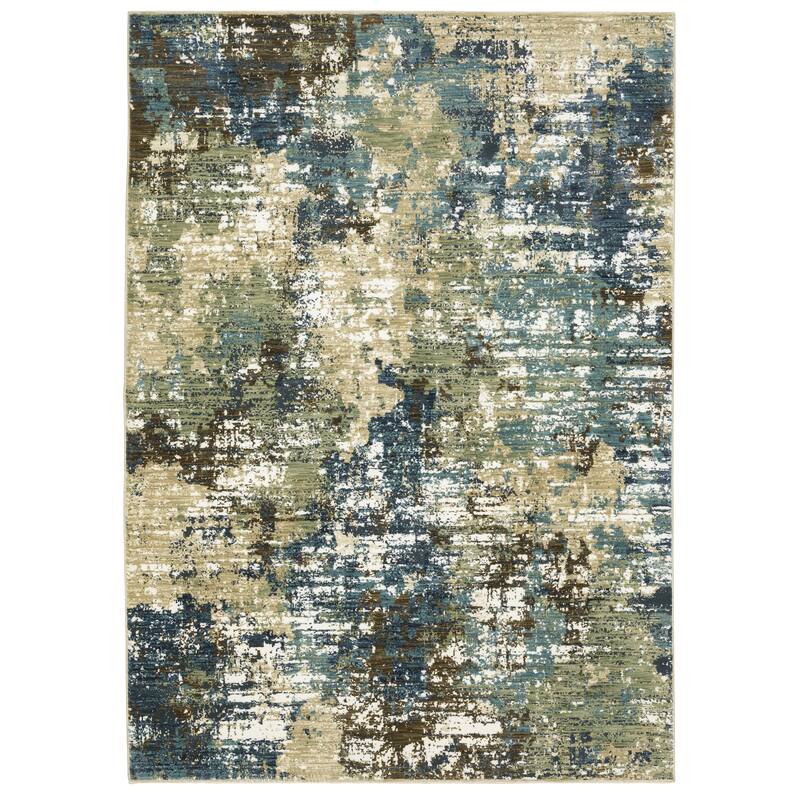 Style Haven Raphael Abstract Blue/ Green Mixed Pile Area Rug - 3' 3" x 5' - Rectangle