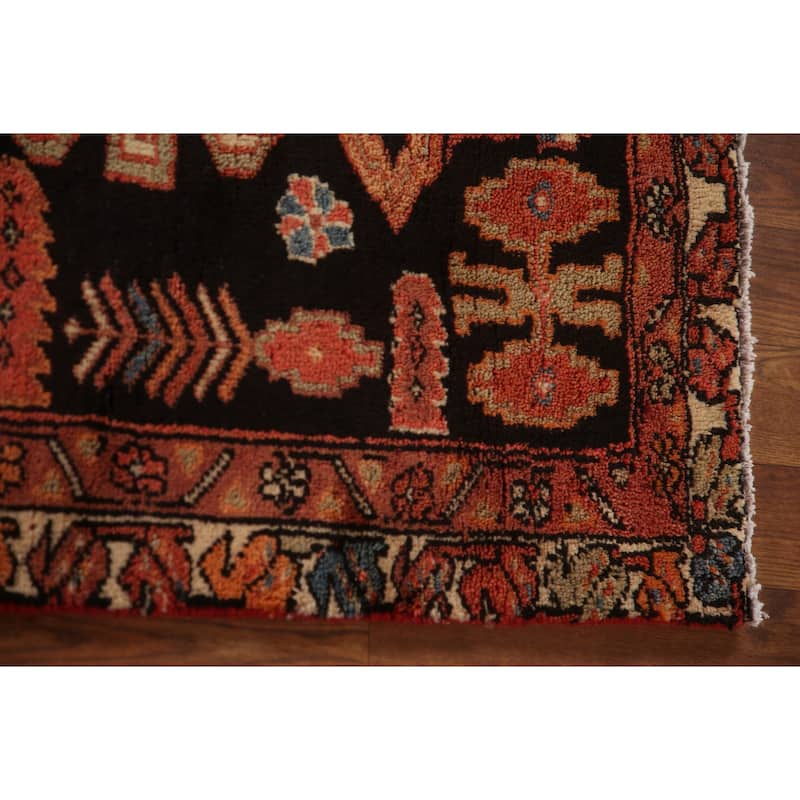 Black Tribal Meshkin Persian Vintage Runner Rug Handmade Wool Carpet - 3'2"x 9'3"