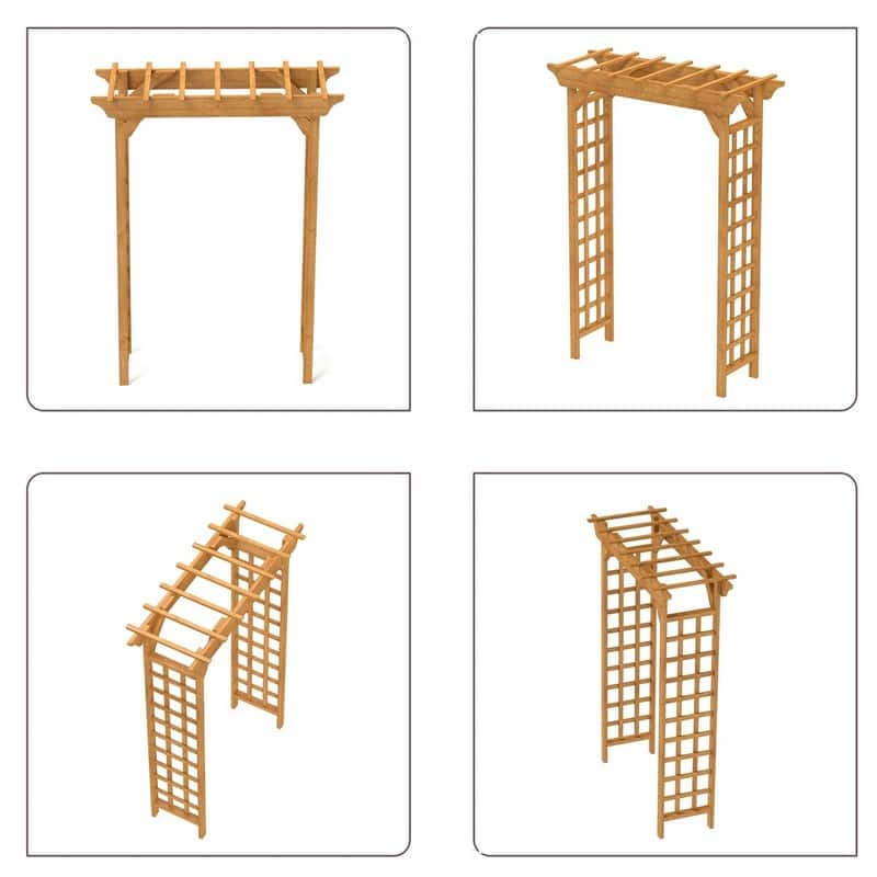 Romantic Solid Wood Garden Arbor, Elegant Light Brown Wedding Arch & Plant Trellis, Heavy-Duty Pergola For Backyard Ceremonies