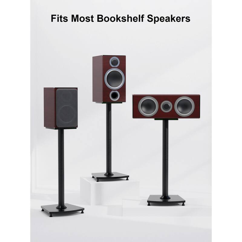 ErgoAV 1-Pair Fixed Height Bookshelf Speaker Stands 28"