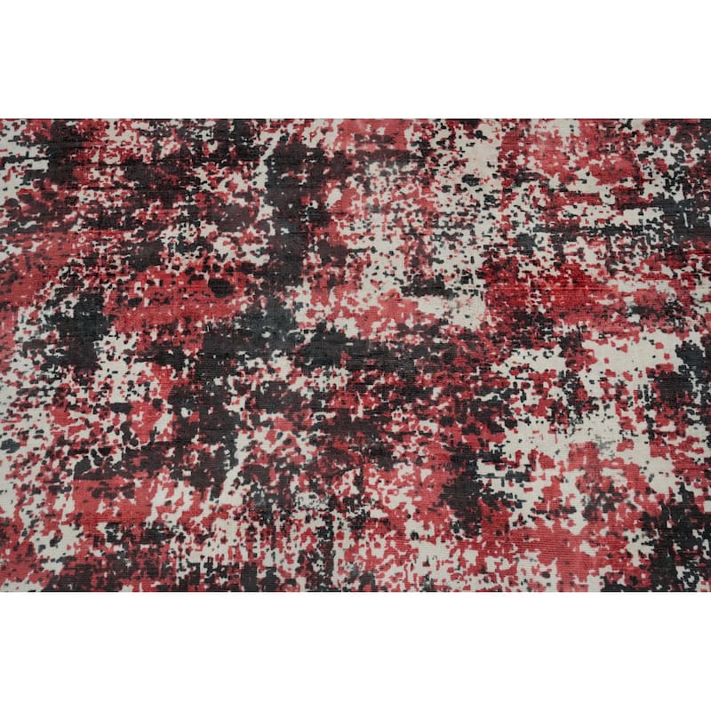 Hand Knotted Oriental Viscose Silk Carpet Modern Abstract Multi-Colored Abstract Area Rug - 7' 10'' X 5' 5''