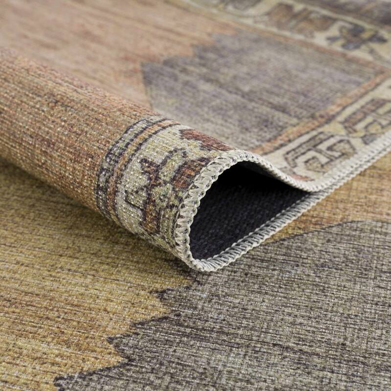 Hauteloom AUY Collection Machine Washable Persian Medallion Area Rug